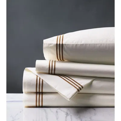 Eastern Accents Theo 300 Thread Count 100% Cotton Percale Sheet Set In Brown;ivory