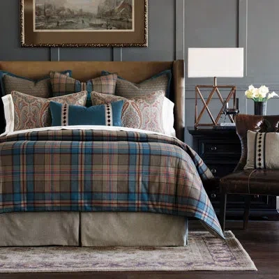 Eastern Accents Theo Plaid Comforter In Brown,blue,tan