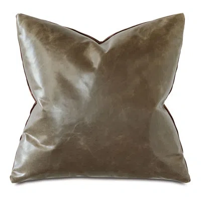 Eastern Accents Tudor Square Leather Pillow Cover & Insert In Cocoa