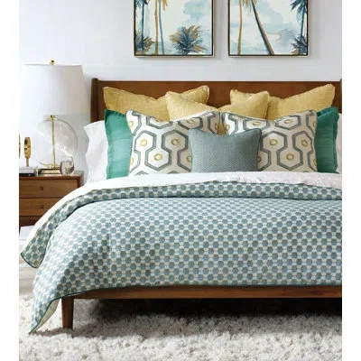 Eastern Accents Twin Palms By Barclay Butera Duvet Cover Set In Teal Blue