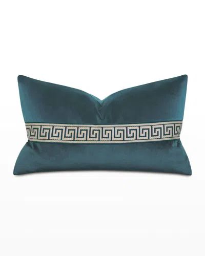 Eastern Accents Uma Greek Key Border Lumbar Pillow, Pacific In Blue