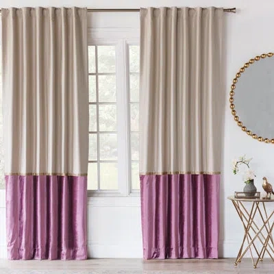 Eastern Accents Valentina Room Darkening Rod Pocket Single Curtain Panel In Beige;purple