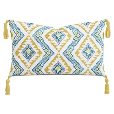 Eastern Accents Villa Blanca Embroidered Decorative Pillow In Yellow;teal