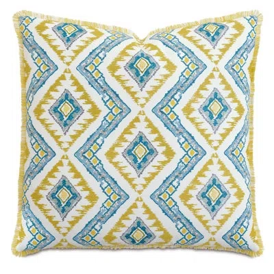 Eastern Accents Villa Blanca Embroidered Decorative Pillow In Yellow;teal