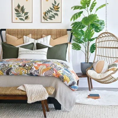 Eastern Accents Wilder Jungle Comforter In Orange,blue,gray