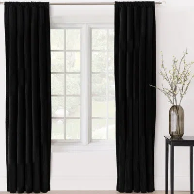 Eastern Accents Zac Black 100% Cotton Solid Room Darkening Rod Pocket Single Curtain Panel