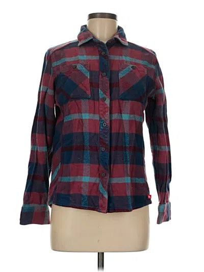 Pre-owned Eastern Mountain Sports Long Sleeve Button Down Shirt In Burgundy