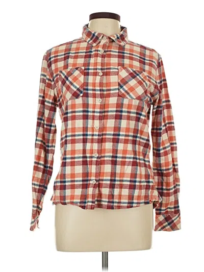Pre-owned Eastern Mountain Sports Long Sleeve Button Down Shirt In Orange