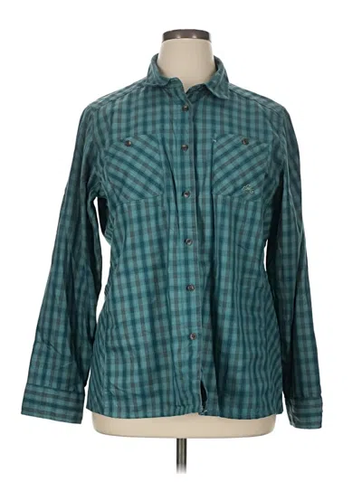 Pre-owned Eastern Mountain Sports Long Sleeve Button Down Shirt In Teal