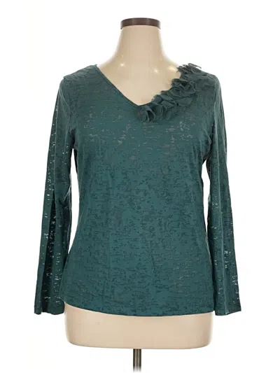 Pre-owned Eastern Mountain Sports Long Sleeve Top Teal V Neck Tops In Blue