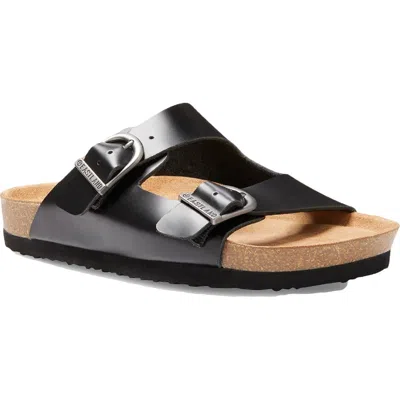 Eastland Cambridge Womens Leather Flat Footbed Sandals In Black