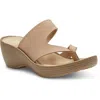 Eastland Laurel Leather Memory Foam Flip-flop Wedge Sandal In Grey