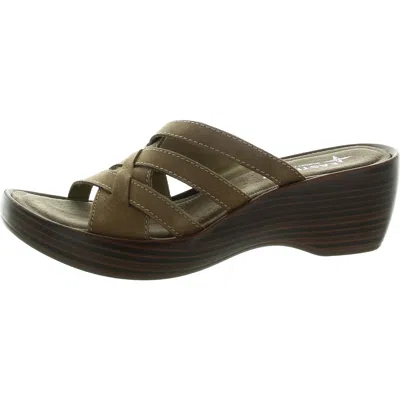 Eastland Poppy Womens Leather Memory Foam Wedges In Beige