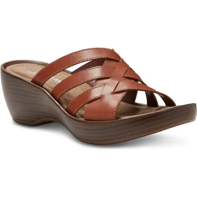 Eastland Poppy Womens Leather Memory Foam Wedges In Tan