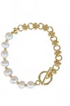 Easton Elle Women's Pearl & Loop Bracelet In Gold Plated In Gold