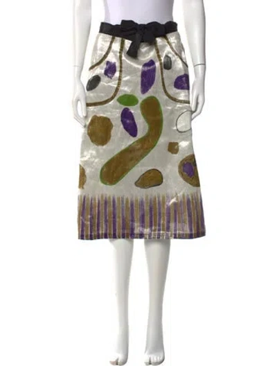 Pre-owned Easton Pearson Linen Knee-length Skirt In Neutral