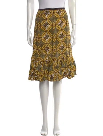 Pre-owned Easton Pearson Printed Knee-length Skirt In Yellow