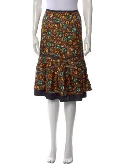 Pre-owned Easton Pearson Silk Midi Length Skirt In Brown
