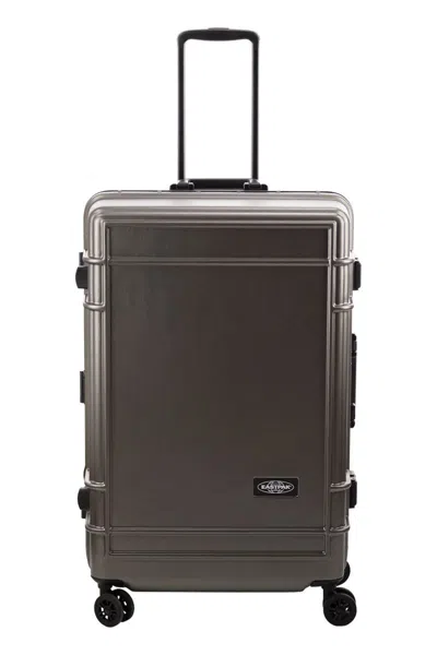 Eastpak Hard-shell Polycarbonate Suitcase With Multidirectional Wheels In Gray