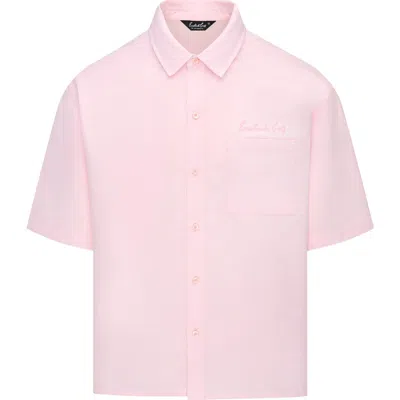 Eastside Golf Boxford Short Sleeve Cotton Button-up Shirt In Pink
