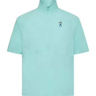 Eastside Golf Half Zip Windbreaker Golf Shirt In Aqua Sky