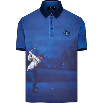 Eastside Golf Piqué Graphic Polo In Blue