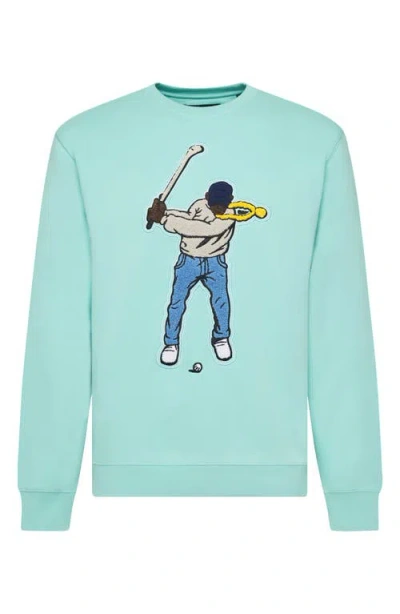 Eastside Golf Swingman Appliqué Sweatshirt In Aqua Sky