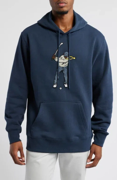 Eastside Golf Swingman Core Fleece Hoodie In Midnight Bluednu