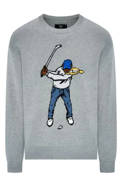 Eastside Golf Swingman Intarsia Crewneck Sweater In Gray