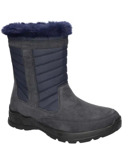 Easy Dry By Easy Street Frazer Womens Faux Suede Zipper Winter & Snow Boots In Blue