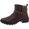 Easy Dry By Easy Street Kourt Womens Faux Leather Block Heel Ankle Boots In Brown