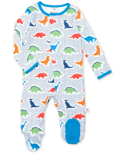 Easy Magnetic Close Baby Boys Magnetic Printed Cotton Footed Coverall In Dino Doodles