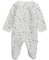 Easy Magnetic Close Baby Cotton Magnetic Footed Coverall In Spaced Out,white