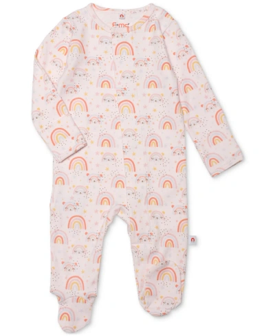 Easy Magnetic Close Baby Girls Magnetic Printed Cotton Footed Coverall In Colorfull