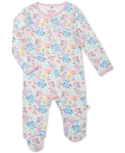 Easy Magnetic Close Baby Girls Magnetic Printed Cotton Footed Coverall In Victoria