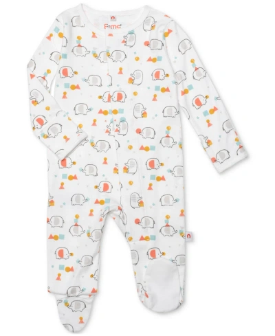 Easy Magnetic Close Baby Magnetic Printed Cotton Footed Coverall In Dumbeau