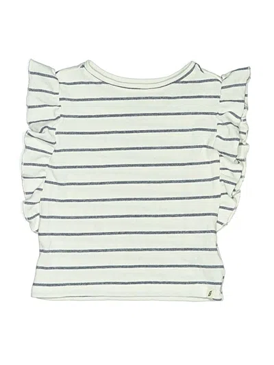 Pre-owned Easy Peasy Kids' Short Sleeve Top Ivory Ruffles Neckline Tops