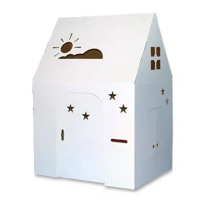 Easy Playhouse 2.2' X 2.8' Indoor Cardboard Diy Playhouse Kit In White,brown,green