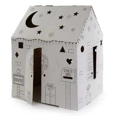 Easy Playhouse 2.6' X 2.8' Indoor Cardboard Diy Playhouse Kit In White,gray,black