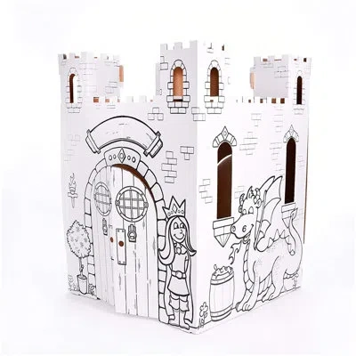 Easy Playhouse 3' X 3' Indoor Cardboard Diy Playhouse Kit In White