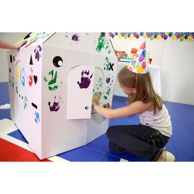 Easy Playhouse 3' X 3' Indoor Cardboard Diy Playhouse Kit In White