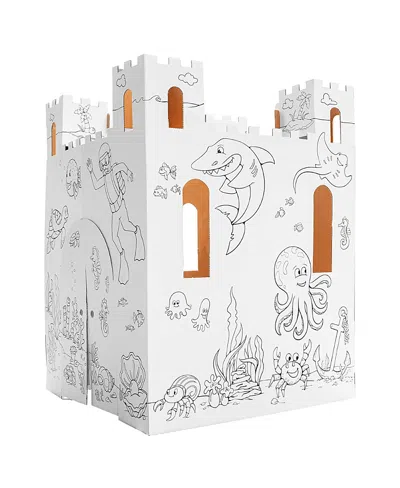 Easy Playhouse Blank Cardboard Sand Castle Craft Kit, Ages 3+ In White