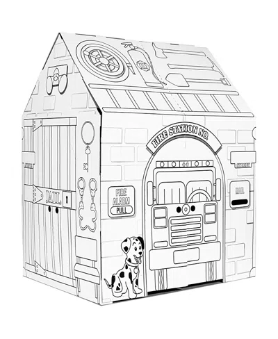 Easy Playhouse Police And Fire Station Cardboard Fort, Ages 3+ In Multi