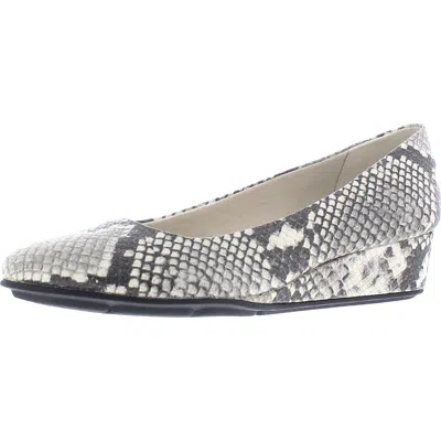 Easy Spirit Abelle6 Womens Leather Snake Print Wedge Heels In Multi
