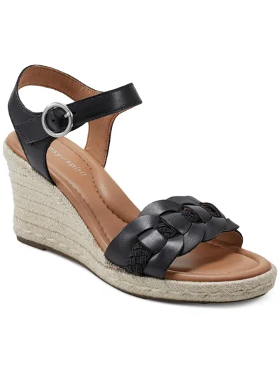 Easy Spirit Aisha Womens Ankle Strap Wedge Heel Wedge Sandals In Black