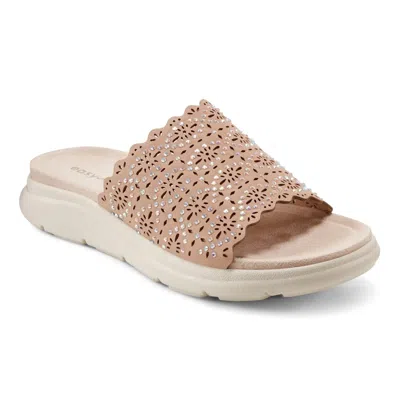 Easy Spirit Alora Sandal Women Light Natural Rhinestone Slip On Slide Gal2161 In Brown