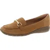 Easy Spirit Amalie Womens Leather Square Toe Loafers In Camel Suede