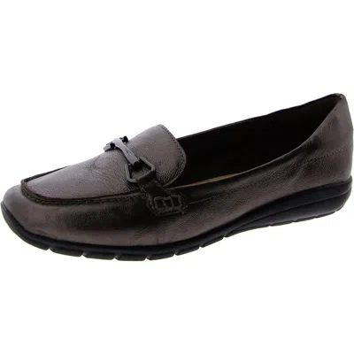 Easy Spirit Amalie Womens Leather Square Toe Loafers In Silver
