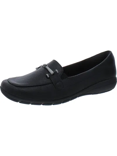 Easy Spirit Amelia 3 Womens Faux Patent Square Toe Loafers In Black