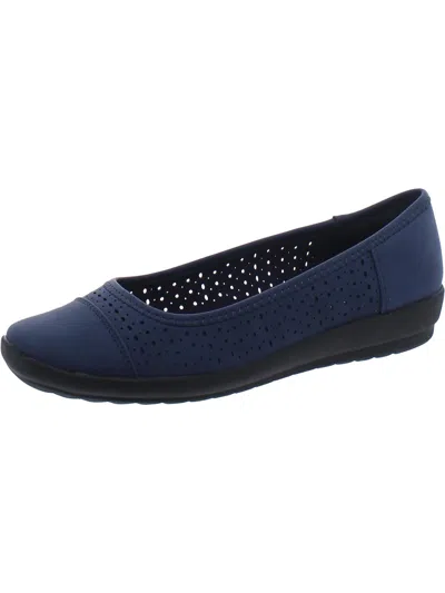 Easy Spirit Avien3 Womens Faux Leather Slip On Flat Shoes In Blue